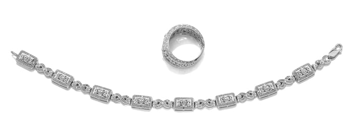 Foto 1 - Armband und Ring mit 102 funkelnden Diamanten in Silber, R9835