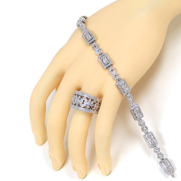 Foto 6 - Armband und Ring mit 102 funkelnden Diamanten in Silber, R9835