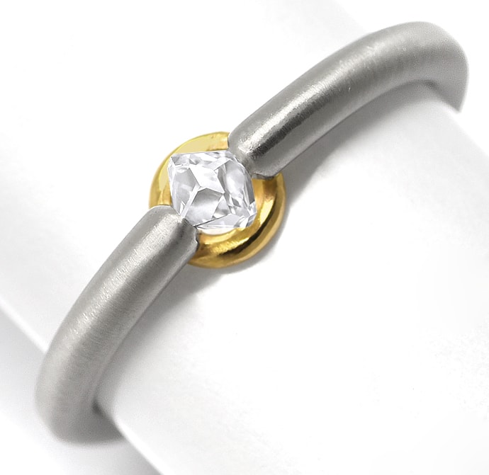 Foto 3 - Mondäner Design-Ring 0,45ct Oktaeder Diamant-Platin-Gold, S2496