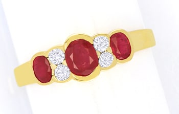 Foto 1 - Diamantring mit feurig roten Spitzen-Rubinen, S5907