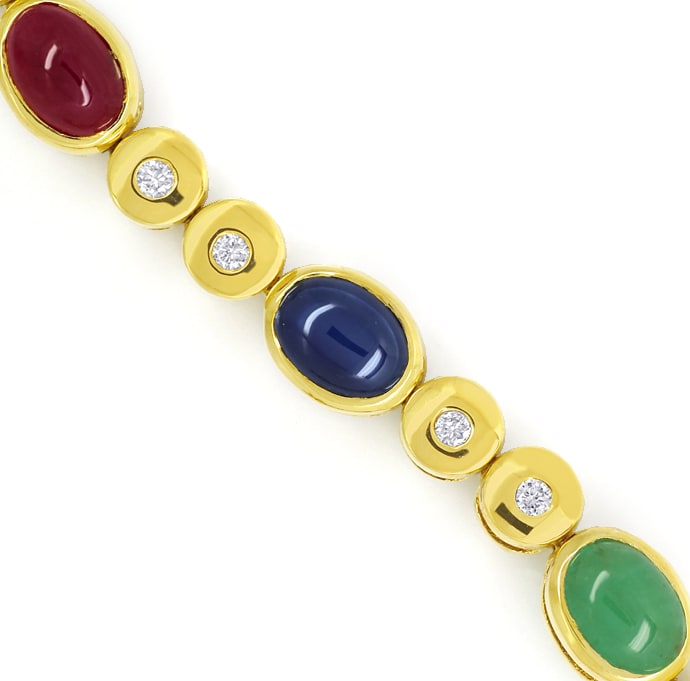 Foto 2 - Armband Brillanten Rubine Saphire Smaragd 14K Gelbgold, S9956