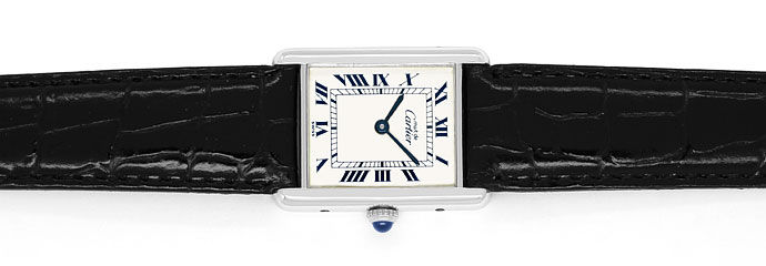 Foto 1 - Tank de Cartier 925 Sterlingsilber Damen Uhr rhodiniert, U2492
